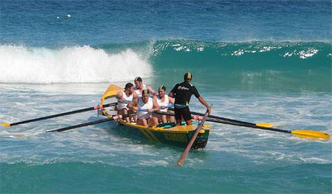 Western Australian surf lifeguards wait for a surf break